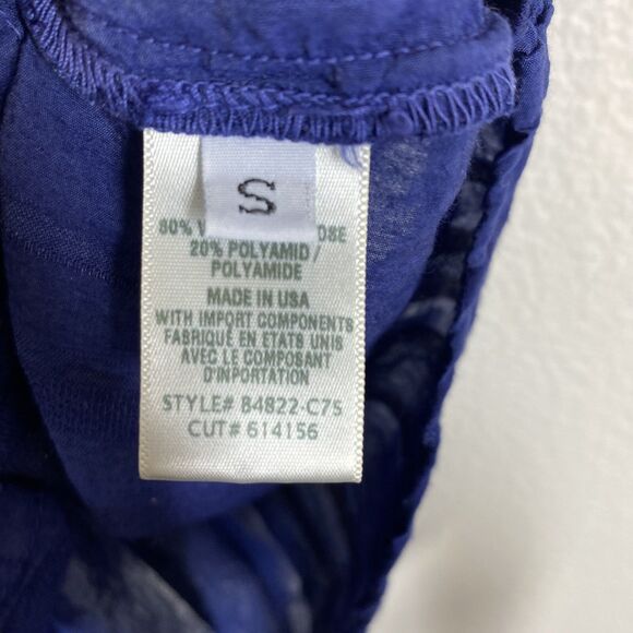 BELLA DAHL Pintucked Shirt Womens Small Blue Button Up Short Sleeve Coastal Camp - Picture 7 of 9